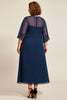 Load image into Gallery viewer, Navy A Line Chiffon Plus Size Mother of the Bride Dress