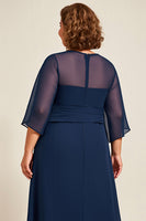 Load image into Gallery viewer, Navy A Line Chiffon Plus Size Mother of the Bride Dress