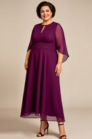 Load image into Gallery viewer, Purple A Line Keyhole Chiffon Mother of the Bride Dress