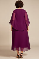 Load image into Gallery viewer, Purple A Line Keyhole Chiffon Mother of the Bride Dress