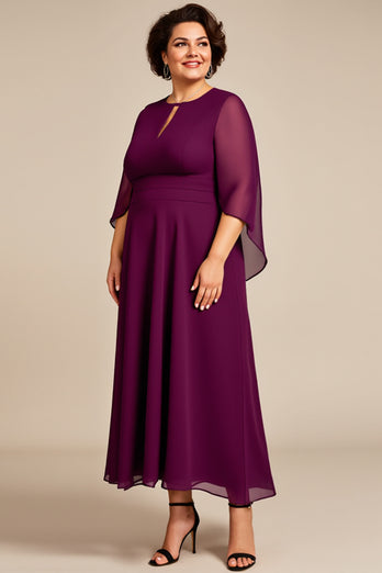 Purple A Line Keyhole Chiffon Mother of the Bride Dress