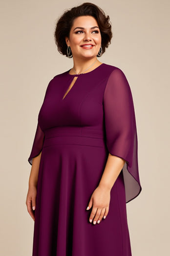 Purple A Line Keyhole Chiffon Mother of the Bride Dress