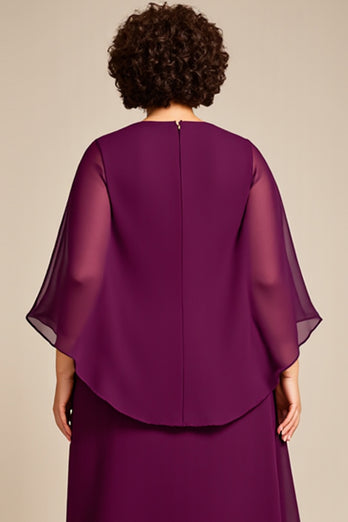 Purple A Line Keyhole Chiffon Mother of the Bride Dress