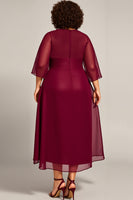 Load image into Gallery viewer, Plus Size Burgundy A Line Keyhole Chiffon Mother of the Bride Dress
