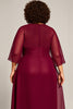 Load image into Gallery viewer, Plus Size Burgundy A Line Keyhole Chiffon Mother of the Bride Dress