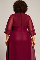 Load image into Gallery viewer, Plus Size Burgundy A Line Keyhole Chiffon Mother of the Bride Dress
