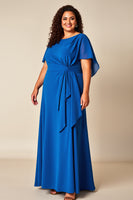 Load image into Gallery viewer, Royal Blue Ruched A Line Chiffon Mother of the Bride Dress