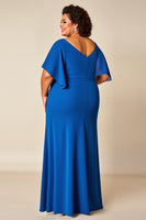Load image into Gallery viewer, Royal Blue Ruched A Line Chiffon Mother of the Bride Dress