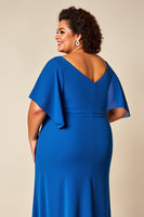 Load image into Gallery viewer, Royal Blue Ruched A Line Chiffon Mother of the Bride Dress
