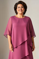 Load image into Gallery viewer, Vintage Mauve Tiered A Line Chiffon Mother of the Bride Dress