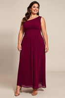 Load image into Gallery viewer, Plus Size Burgundy A Line One Shoulder Mother of the Bride Dress