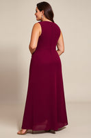 Load image into Gallery viewer, Plus Size Burgundy A Line One Shoulder Mother of the Bride Dress