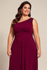 Load image into Gallery viewer, Plus Size Burgundy A Line One Shoulder Mother of the Bride Dress