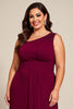 Load image into Gallery viewer, Plus Size Burgundy A Line One Shoulder Mother of the Bride Dress