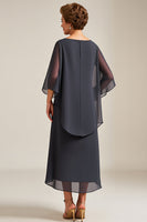Load image into Gallery viewer, Steel Grey Chiffon A Line Long Mother of the Bride Dress