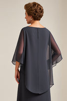 Load image into Gallery viewer, Steel Grey Chiffon A Line Long Mother of the Bride Dress