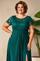 Load image into Gallery viewer, Plus Size Pine  Column Appliques Mother of the Bride Dress with Slit