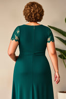 Load image into Gallery viewer, Plus Size Pine  Column Appliques Mother of the Bride Dress with Slit