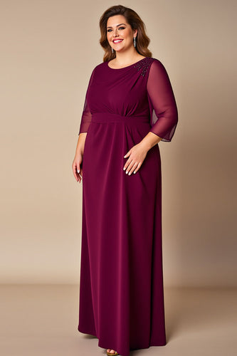 Plus Size Burgundy A Line Chiffon Mother of the Bride Dress