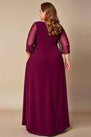 Load image into Gallery viewer, Plus Size Burgundy A Line Chiffon Mother of the Bride Dress