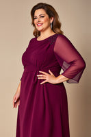 Load image into Gallery viewer, Plus Size Burgundy A Line Chiffon Mother of the Bride Dress