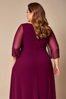 Load image into Gallery viewer, Plus Size Burgundy A Line Chiffon Mother of the Bride Dress
