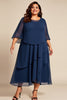 Load image into Gallery viewer, Plus Size Navy Chiffon A Line Mother of the Bride Dress