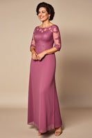 Load image into Gallery viewer, Desert Rose Chiffon Sheath Mother of the Bride Dress with Sleeves