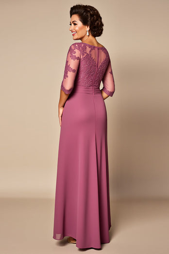 Desert Rose Chiffon Sheath Mother of the Bride Dress with Sleeves
