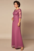 Load image into Gallery viewer, Desert Rose Chiffon Sheath Mother of the Bride Dress with Sleeves