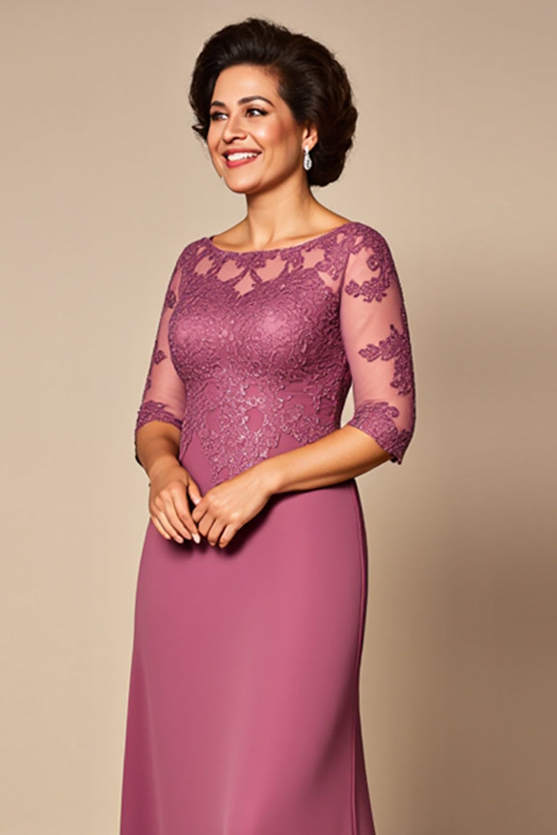 Load image into Gallery viewer, Desert Rose Chiffon Sheath Mother of the Bride Dress with Sleeves