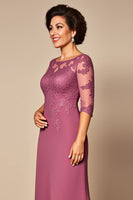Load image into Gallery viewer, Desert Rose Chiffon Sheath Mother of the Bride Dress with Sleeves