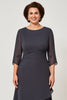 Load image into Gallery viewer, Steel Grey Chiffon Tiered Mother of the Bride Dress with Sleeves