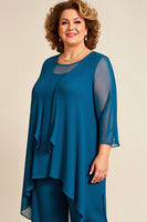 Load image into Gallery viewer, Ink Blue Plus Size Chiffon Tiered Mother of the Bride Pantsuit