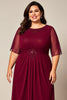 Load image into Gallery viewer, Plus Size Burgundy Chiffon Mother of the Bride Dress with Sleeves