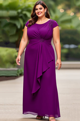 Plus Size Purple Chiffon A Line  Mother of the Bride Dress