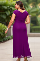 Load image into Gallery viewer, Plus Size Purple Chiffon A Line  Mother of the Bride Dress
