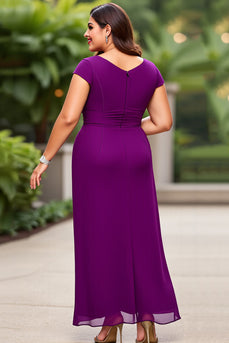 Plus Size Purple Chiffon A Line  Mother of the Bride Dress