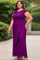 Load image into Gallery viewer, Plus Size Purple Chiffon A Line  Mother of the Bride Dress