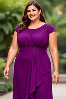Load image into Gallery viewer, Plus Size Purple Chiffon A Line  Mother of the Bride Dress