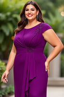 Load image into Gallery viewer, Plus Size Purple Chiffon A Line  Mother of the Bride Dress