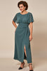 Load image into Gallery viewer, Grey Blue Sheath Chiffon Mother of the Bride Dress with Slit