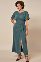 Load image into Gallery viewer, Grey Blue Sheath Chiffon Mother of the Bride Dress with Slit