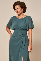 Load image into Gallery viewer, Grey Blue Sheath Chiffon Mother of the Bride Dress with Slit