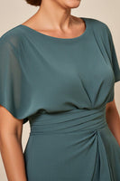 Load image into Gallery viewer, Grey Blue Sheath Chiffon Mother of the Bride Dress with Slit
