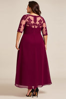 Load image into Gallery viewer, Burgundy Chiffon Plus Size Mother of the Bride Dress with Appliques
