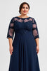 Load image into Gallery viewer, Plus Size Navy Chiffon A Line Mother of the Bride Dress