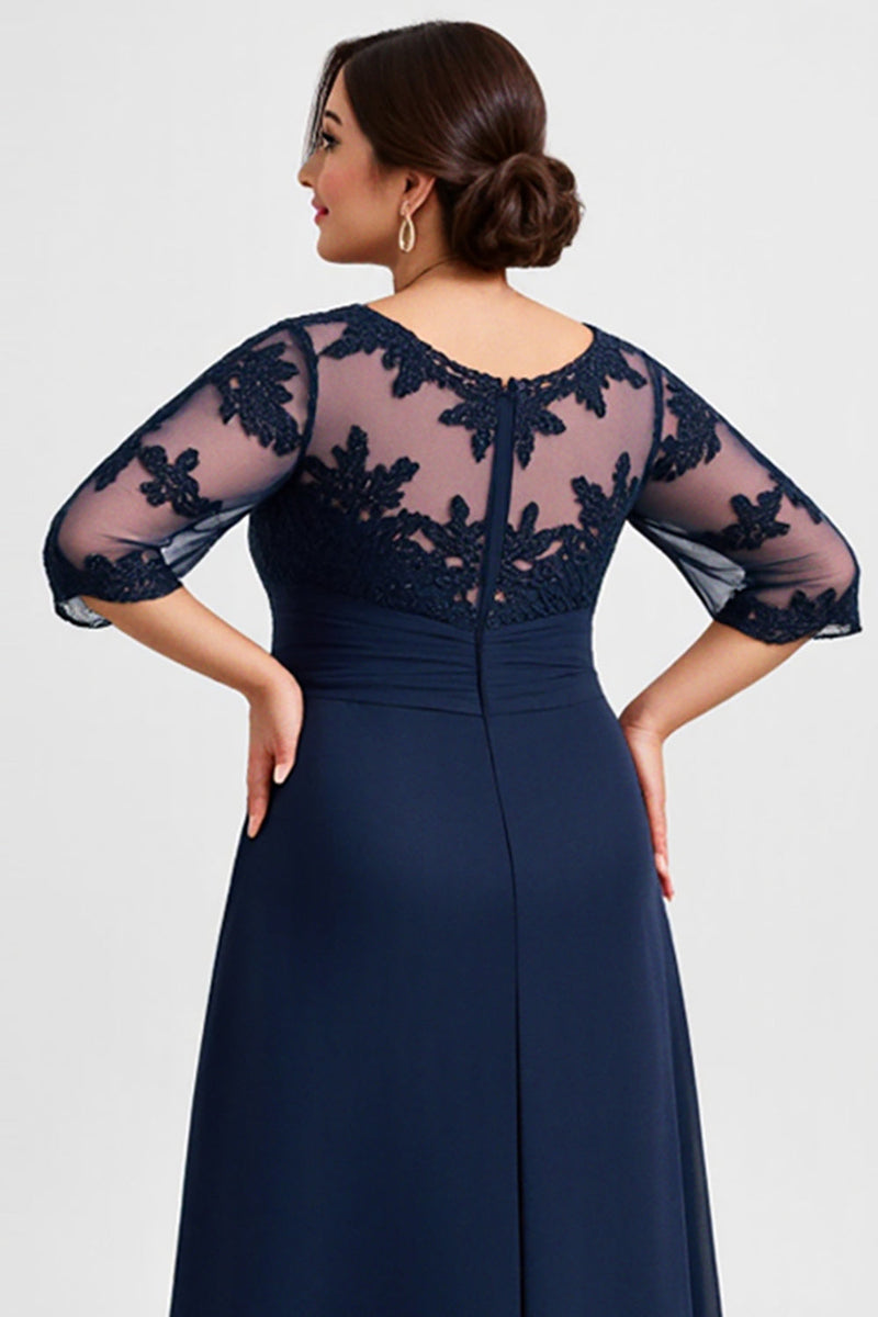 Load image into Gallery viewer, Plus Size Navy Chiffon A Line Mother of the Bride Dress
