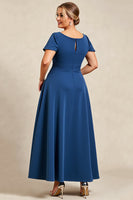 Load image into Gallery viewer, Plus Size Ink Blue Scoop Neck A Line Mother of the Bride Dress