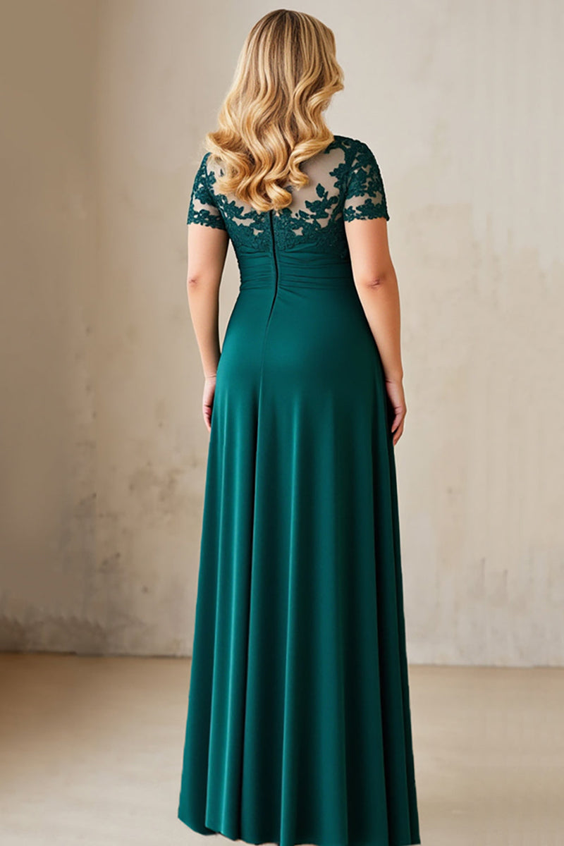 Load image into Gallery viewer, Pine Asymmetrical Plus Size Mother of the Bride Dress with Appliques